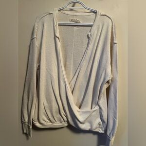Free People Cream V-Neck Sweater